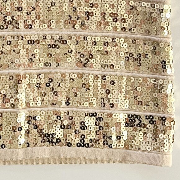 Arden B. Gold sequin beige stretchy knit bodycon dress SM - Picture 6 of 7